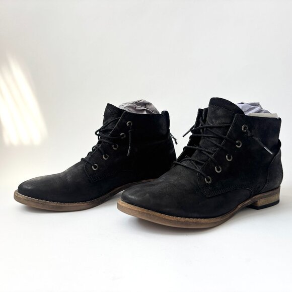 Diba Eli Genuine Black Leather Combat Black Ankle Booties - sz 8 - Picture 1 of 12